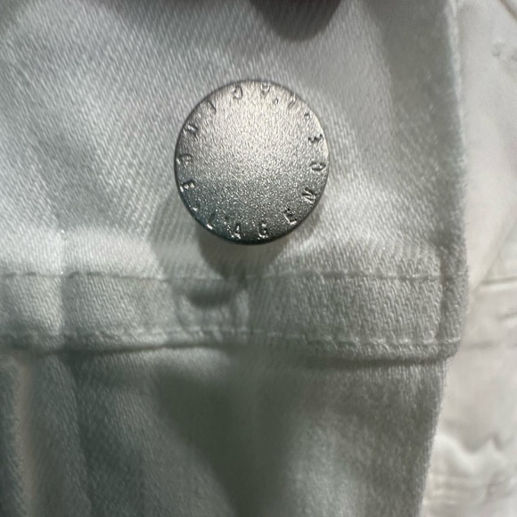 L'AGENCE $335 Janelle Denim Jean Jacket Raw Edge Blanc White - Picture 7 of 13